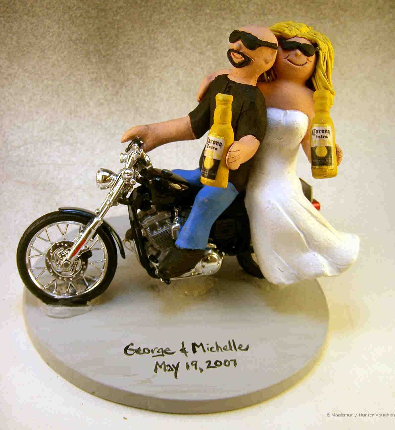 Motorcycle Rider's Wedding Cake Topper