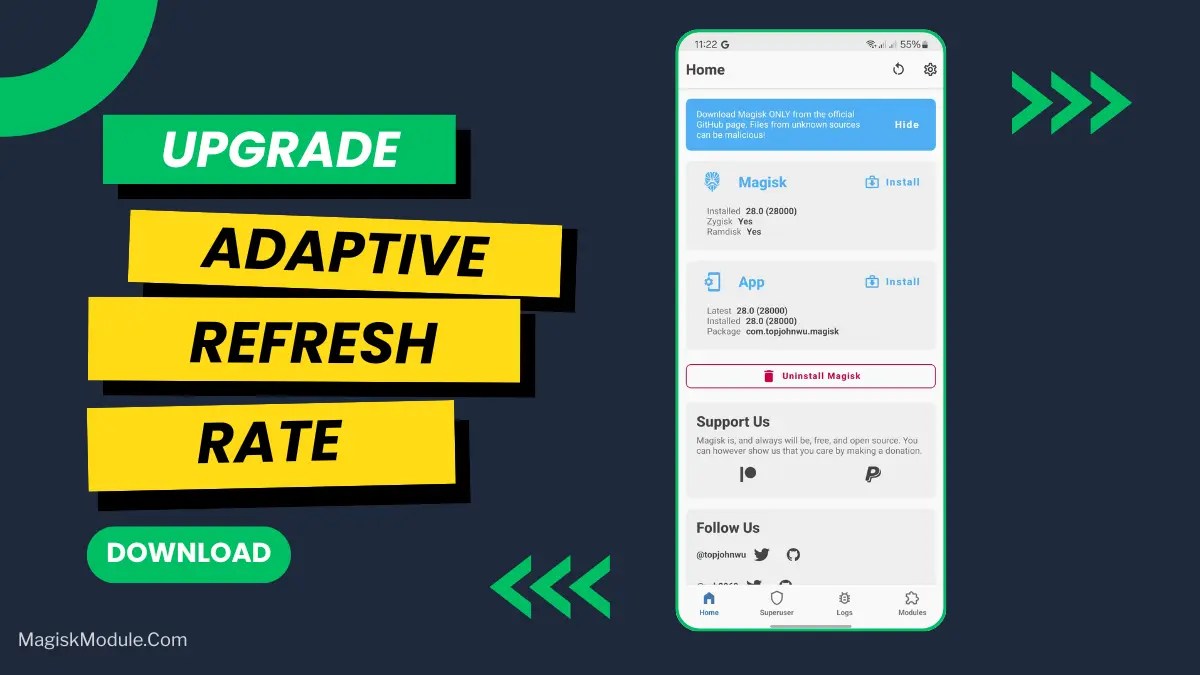 Install the Adaptive RefreshRate Magisk Module