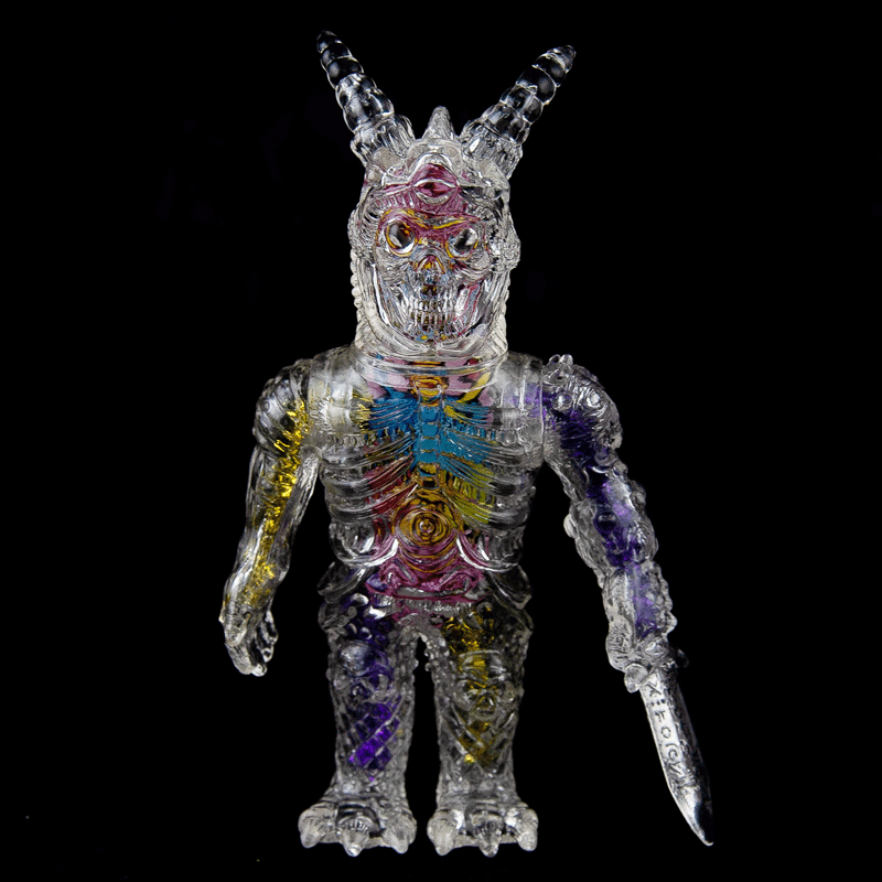 Xray Dragos Two Horned Head with Purple and Gold Limbs Magitarius