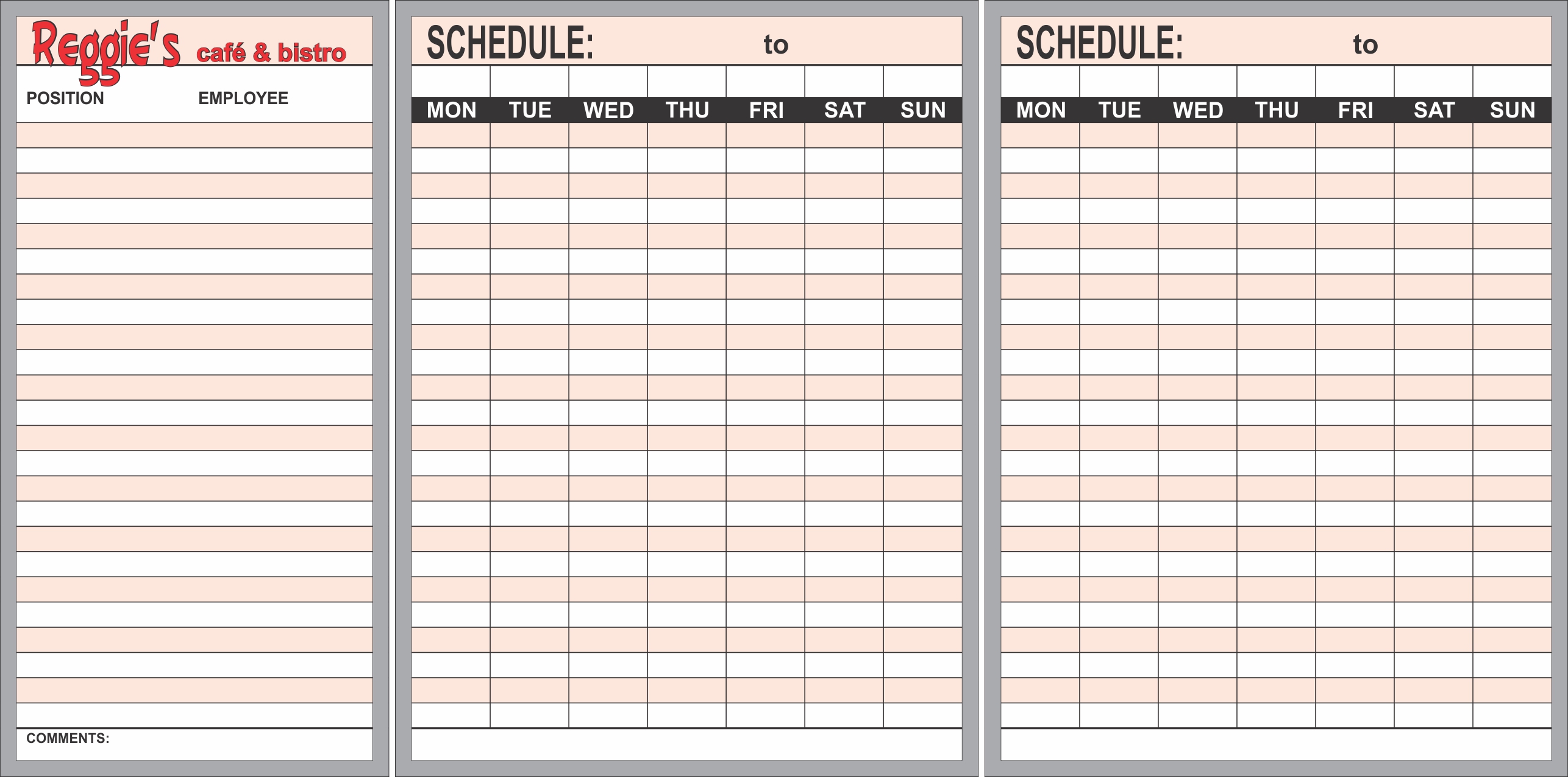 Restaurant Staff Schedule Whiteboard Rotating Concepts