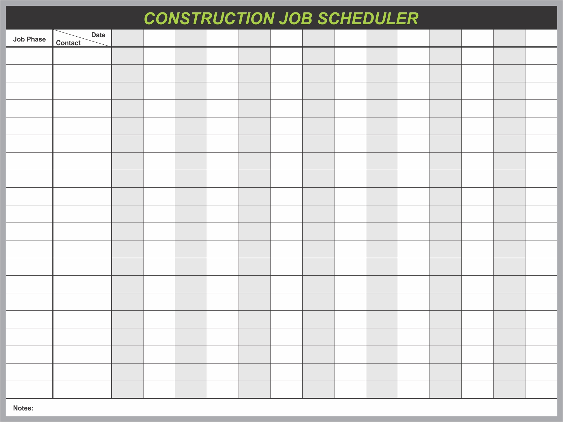 Construction Job Whiteboard Schedule Construction Phases