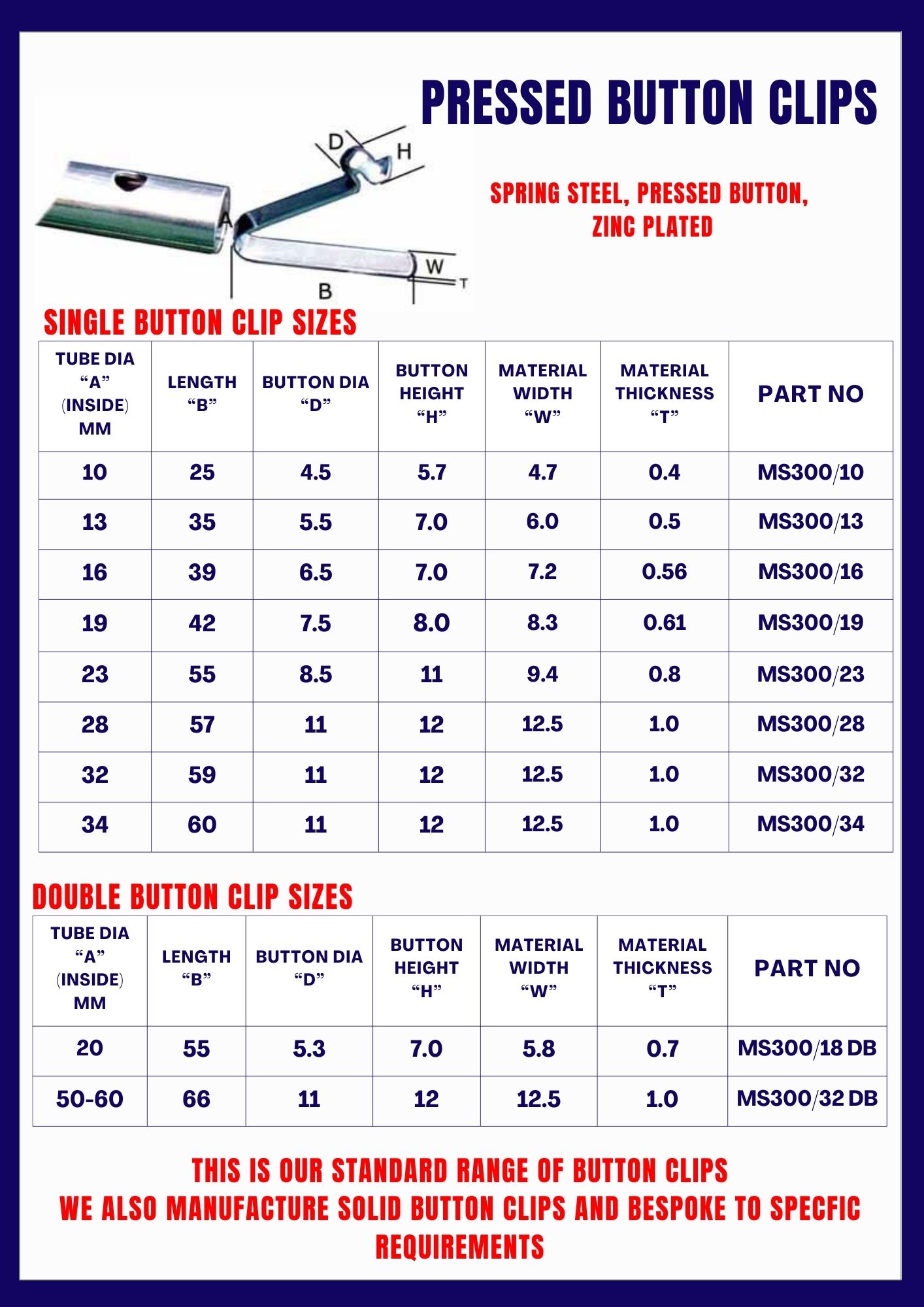 Tube Button Clips Pressed and Solid buttons. Kayak Paddle Spring Snap