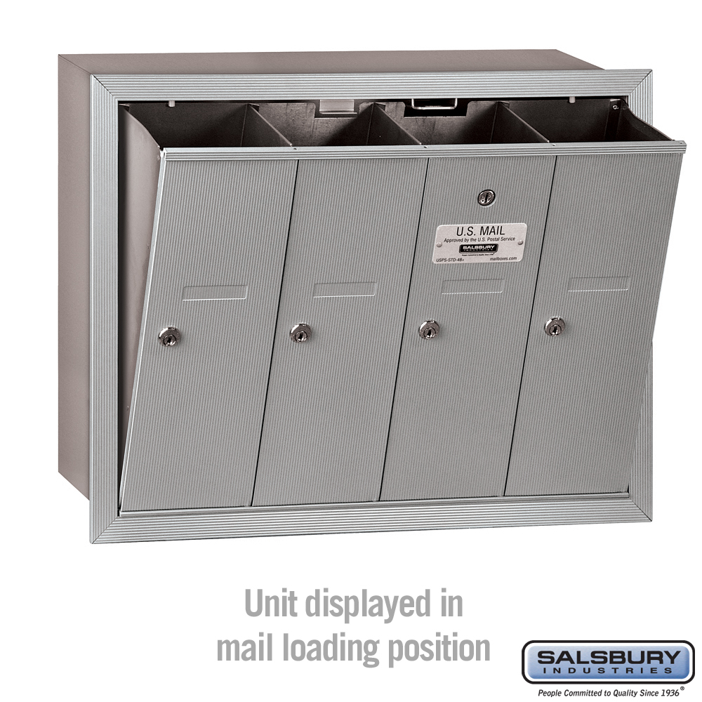 Vertical Mailbox 4 Doors Recessed Mounted Private Access