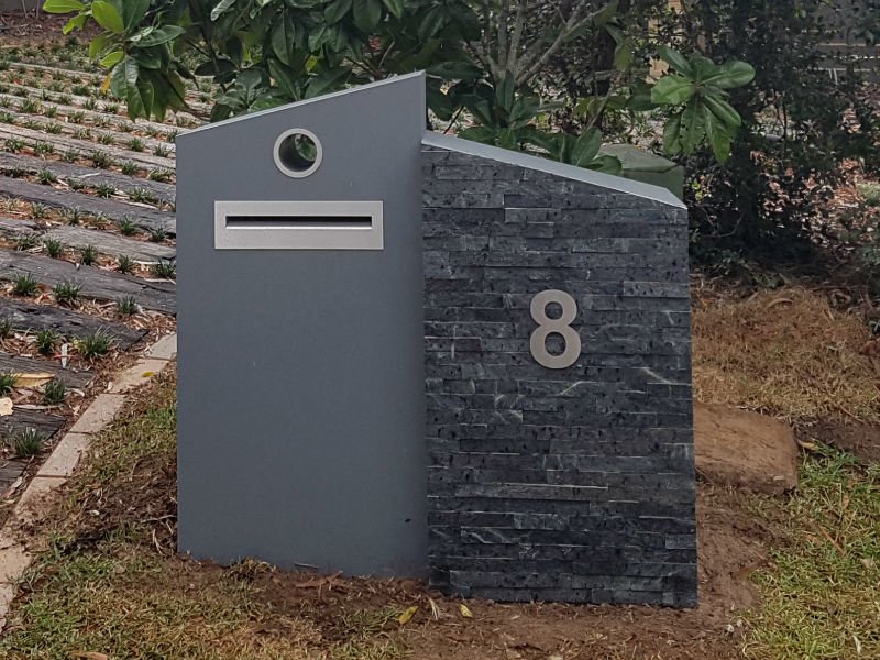 E100 Double Mailbox with stone feature column Mailbox Solutions Brisbane