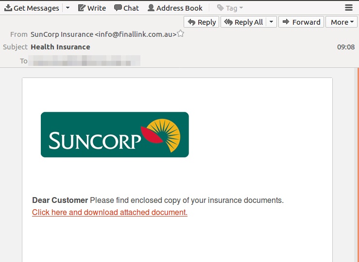 Alert Fake Suncorp ‘Insurance Documents’ Email Scam