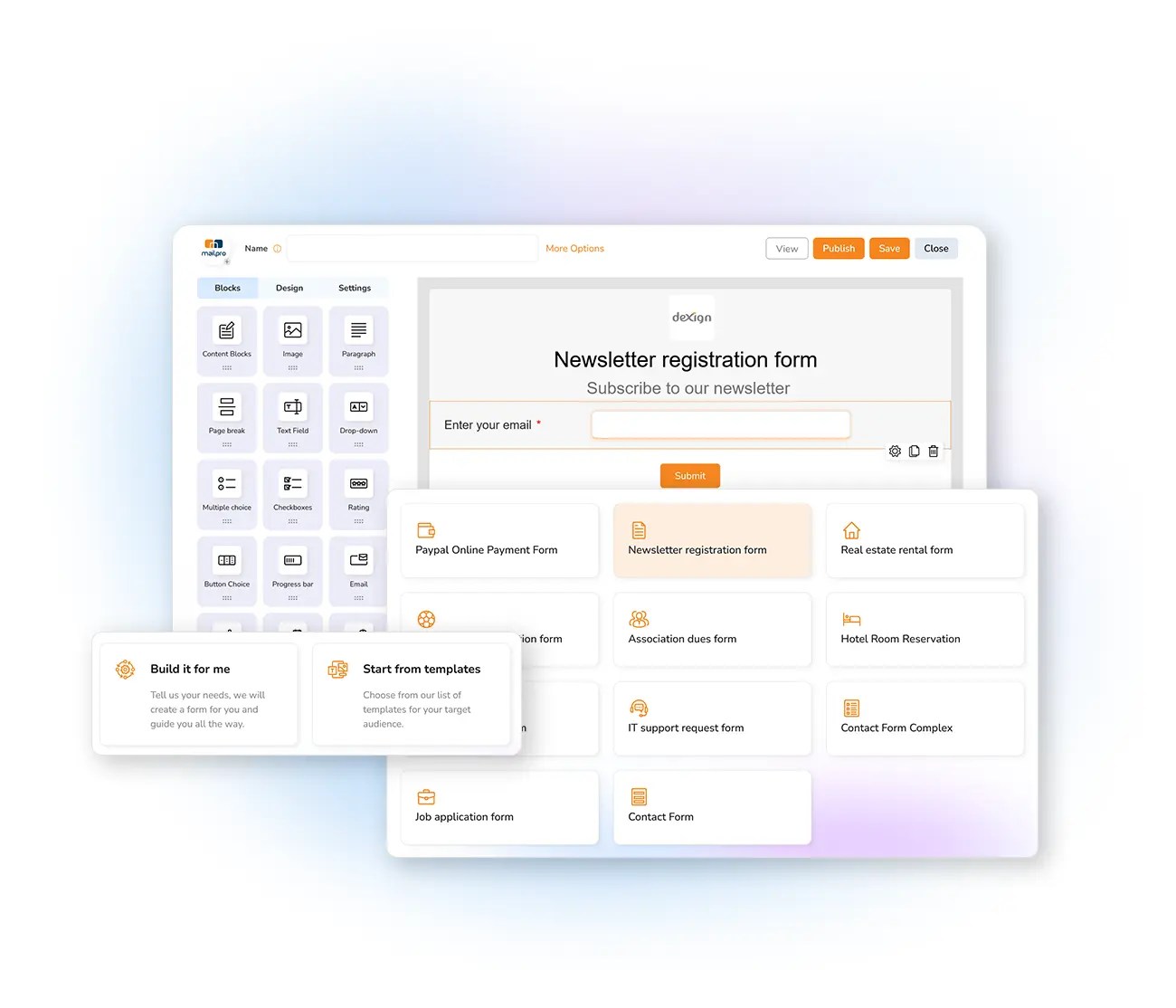 Create Online Forms / Mailpro™ Form Creator