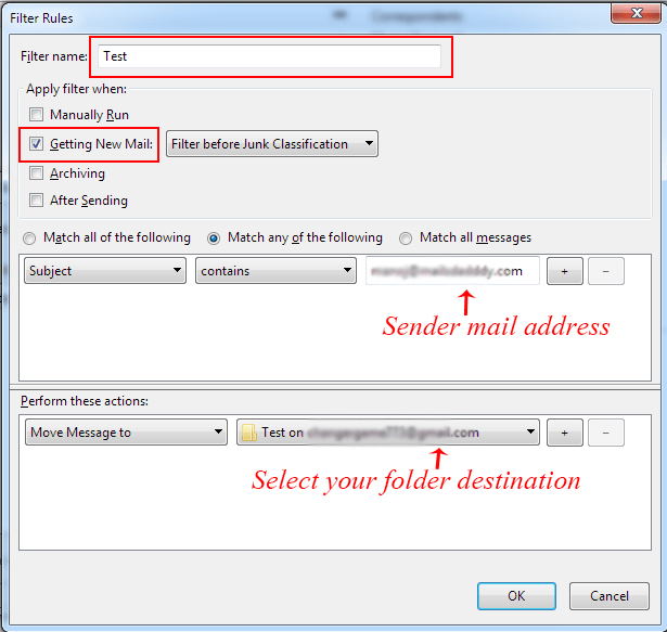 How to create or set up mail rules in Mozilla Thunderbird
