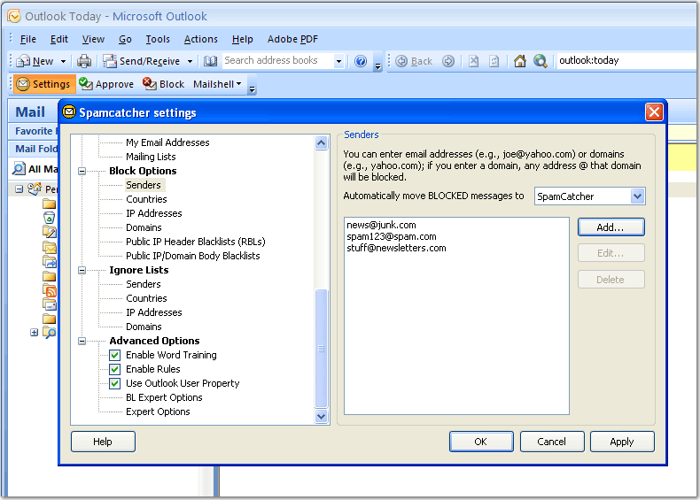 Mailshell AntiSpam Screenshots