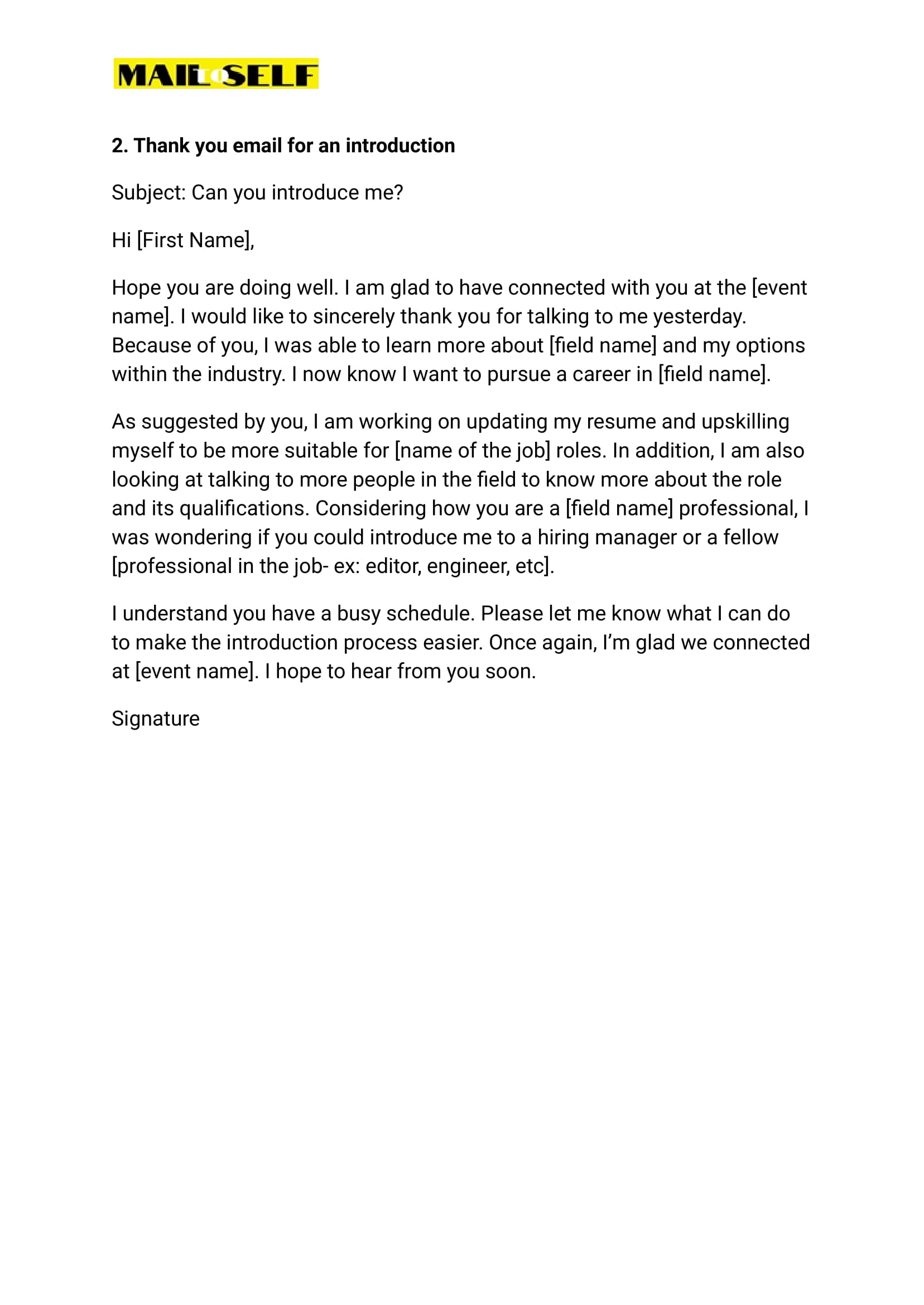 Thank You Email After Networking How To, Templates & Examples Mail