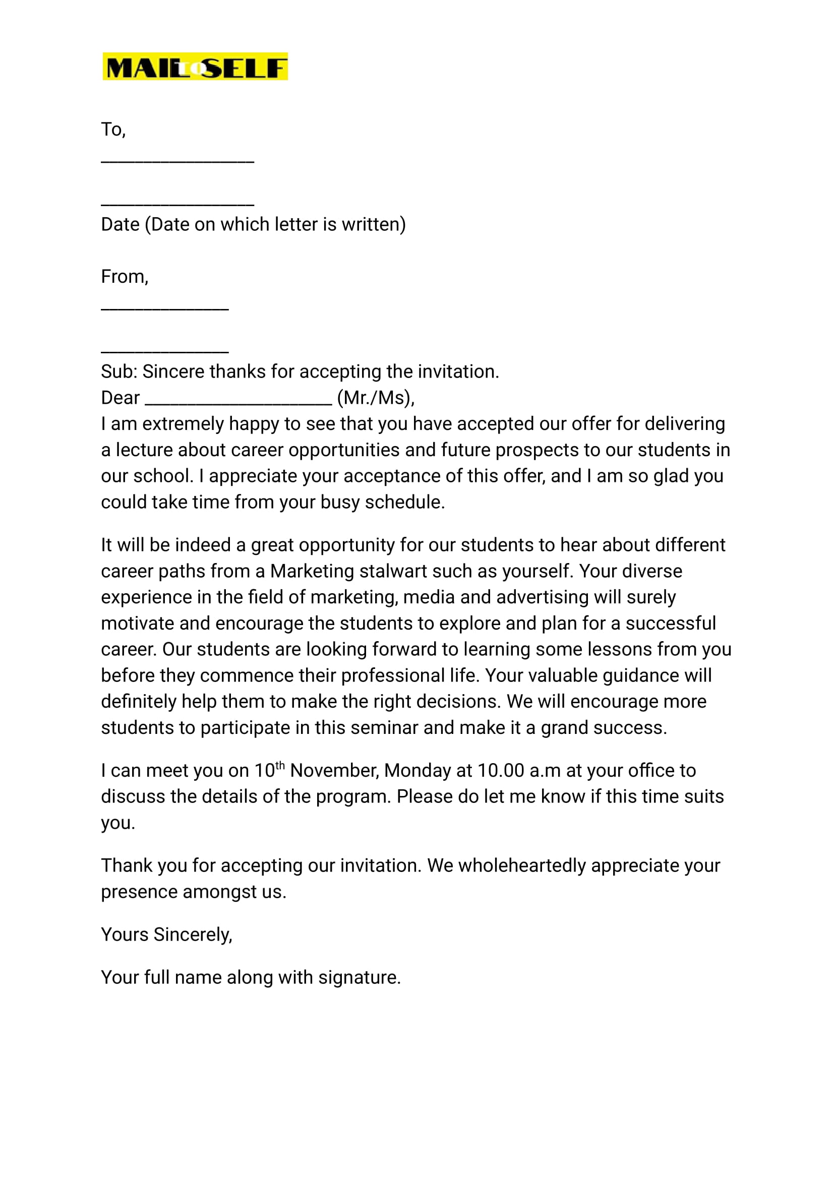 Invitation Acceptance Thank You Letter How To, Templates & Examples