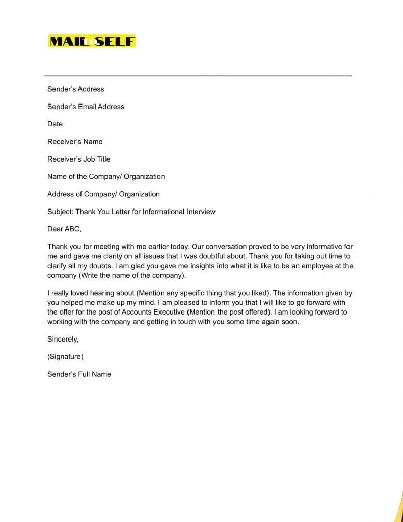 Thank You Letter for Informational Interview How to, Templates