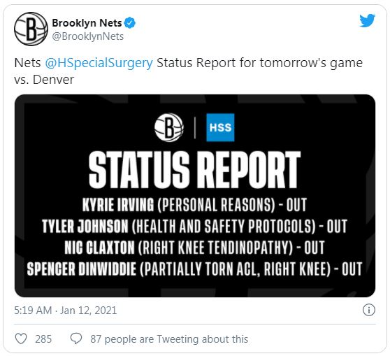 Brooklyn Nets akan Kehilangan Kyrie Irving Empat