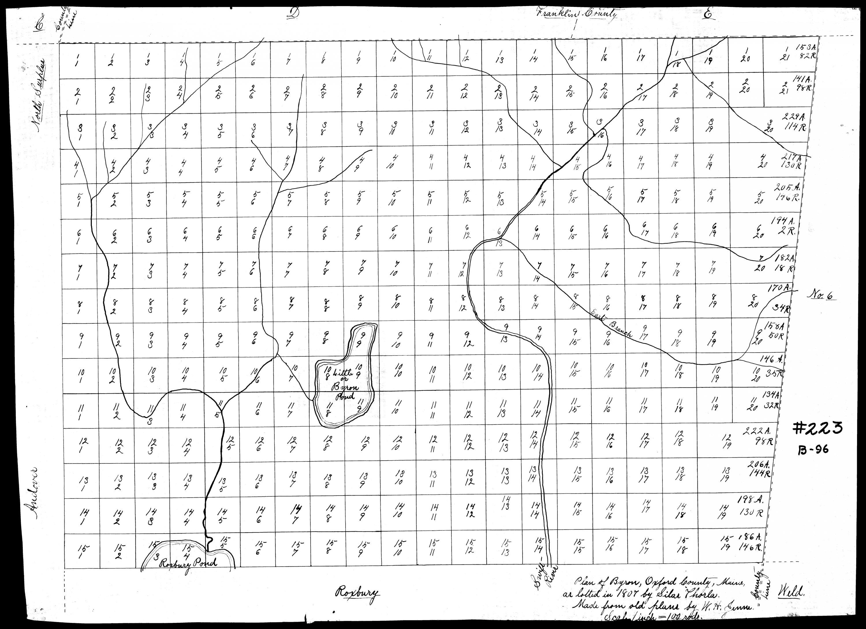 Maine Genealogy Archives Plan of Byron, 1807