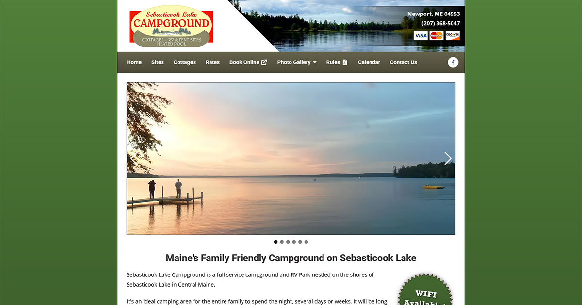 Sebasticook Lake Campground Maine Campground Tent Sites, RV Sites