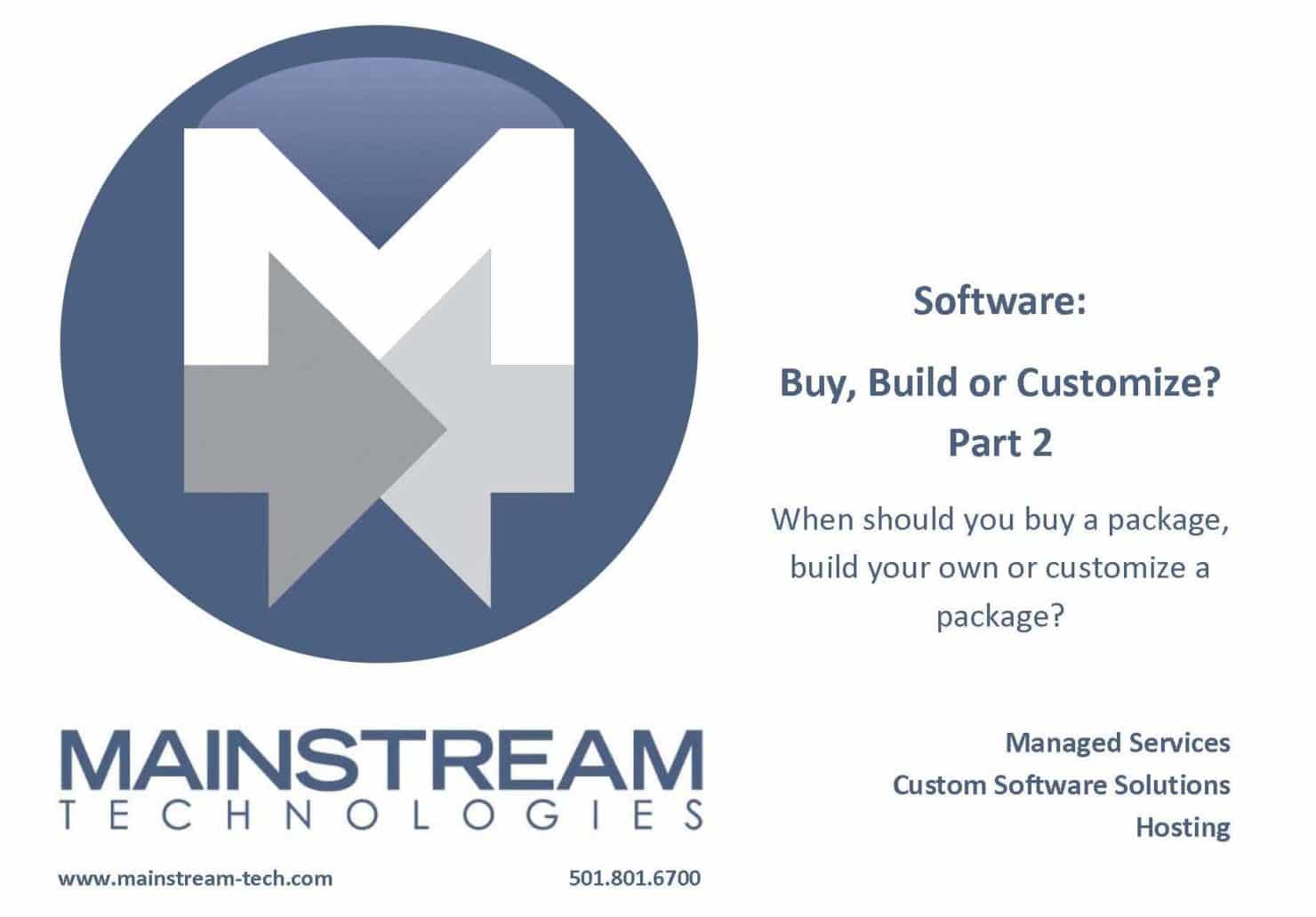 Buy, Build or Customize? Mainstream Technologies