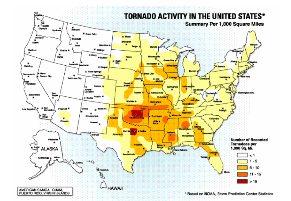 Tornado Alley Map, Stats (Infographic) US.