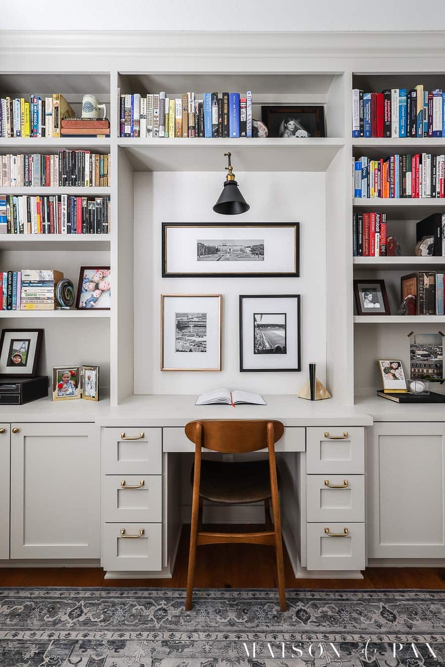 Built In Bookshelves with Desk in Home Office Maison de Pax