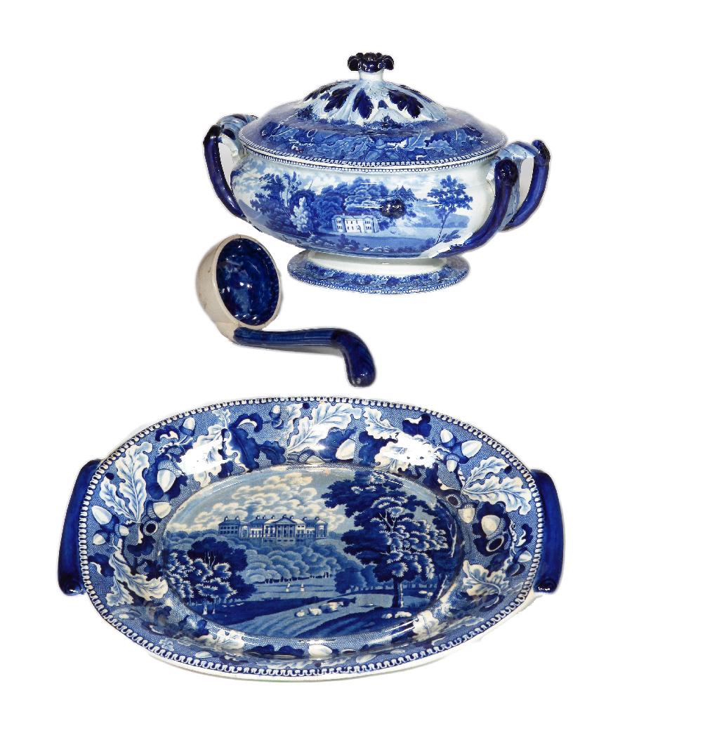 Staffordshire Porcelain Soup Tureen, Stand & Ladle Hollywell Cottage