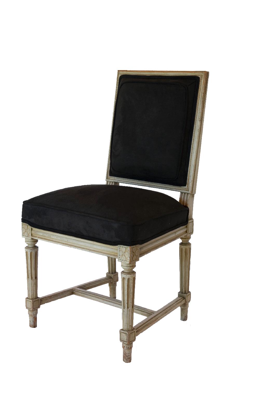 A pair of French greypainted dining chairs. 20th century Maison Felice