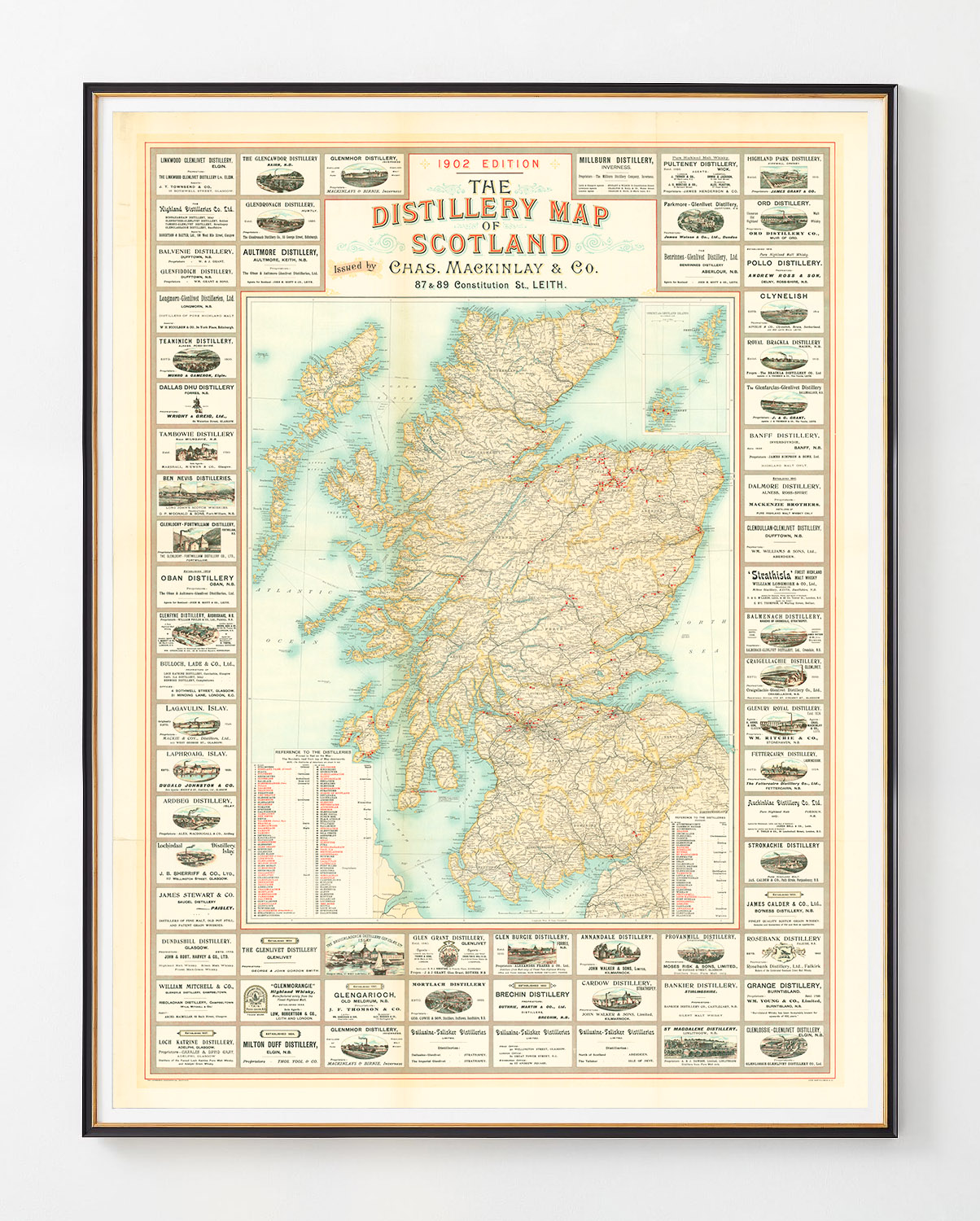 1902 Distillery Map of Scotland Majesty Maps & Prints