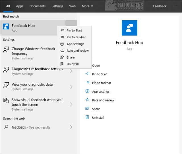 How to Uninstall the Feedback Hub