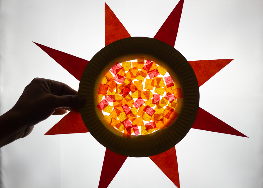 Colorful and Bright Paper Plate Suncatcher Craft Make and Takes