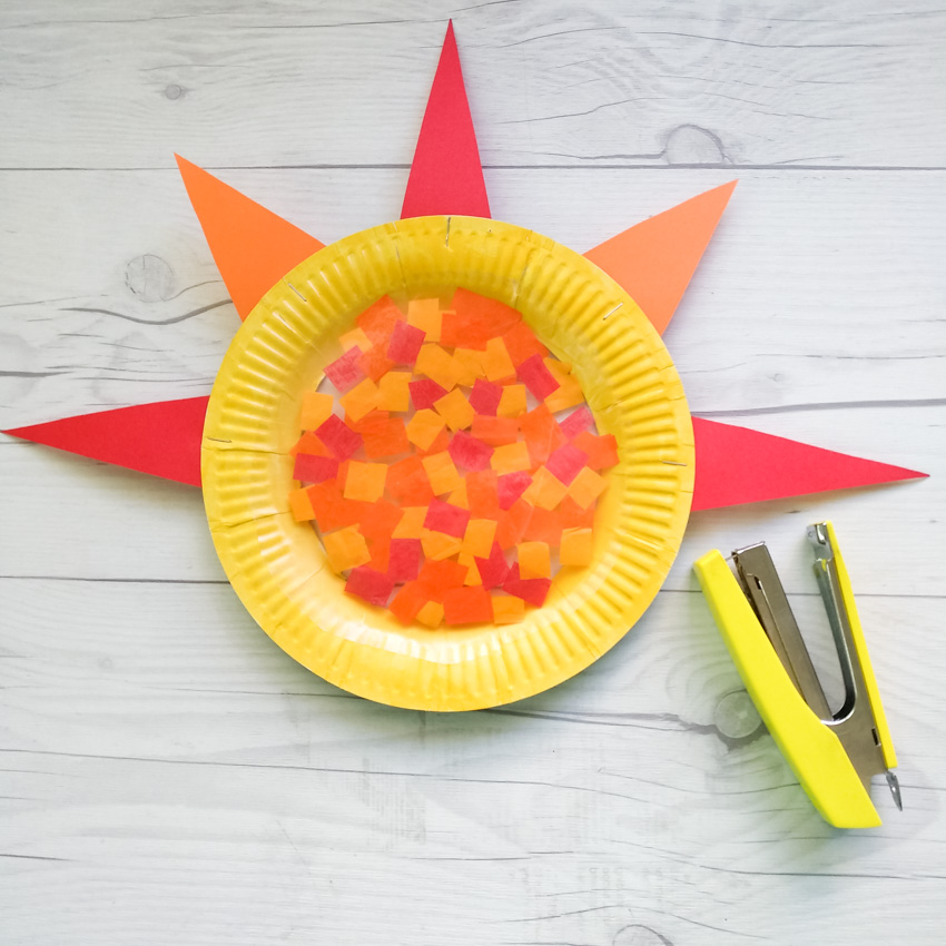 Colorful and Bright Paper Plate Suncatcher Craft Make and Takes