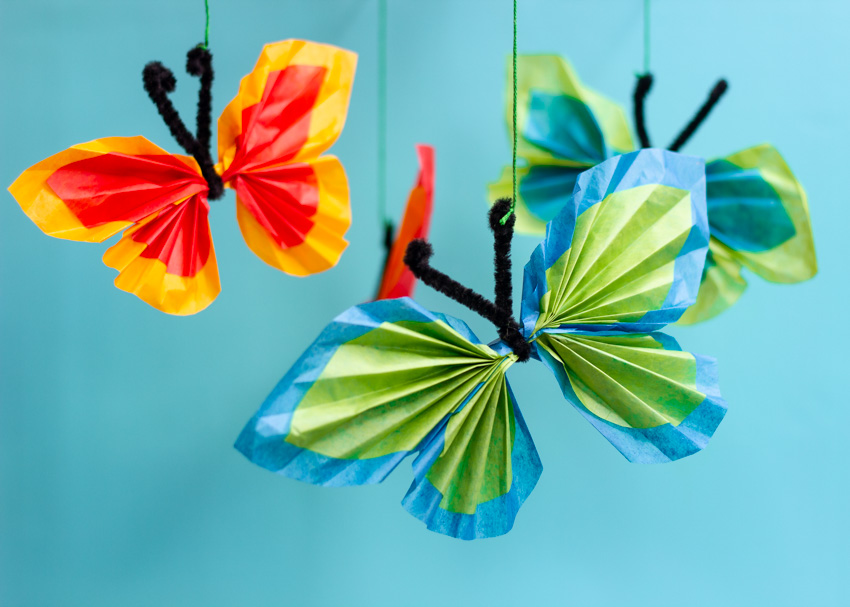 Tissue Paper Butterfly Mobile Craft Make and Takes