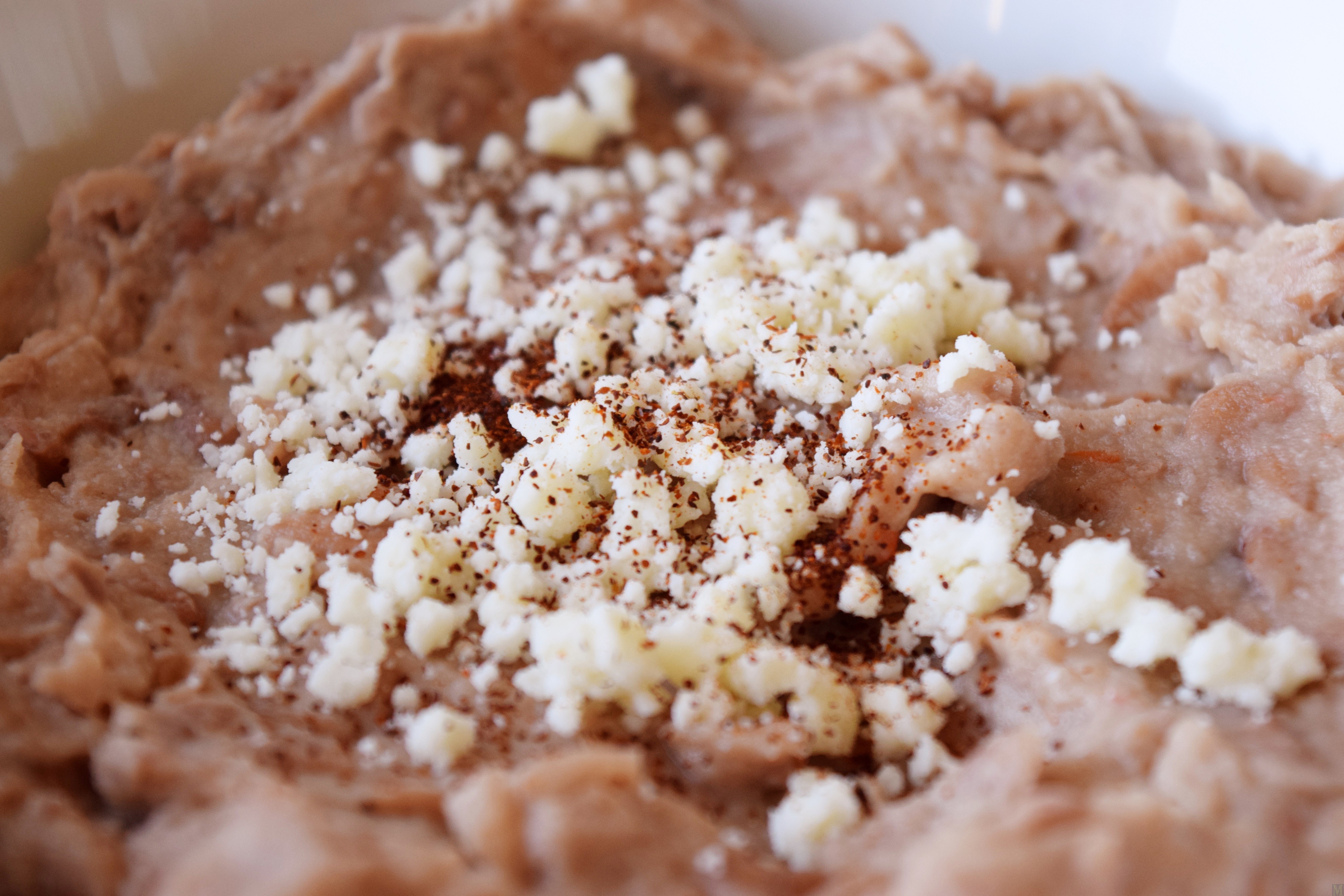 Refried Beans with Cotija Crumble Make It Like a Man!