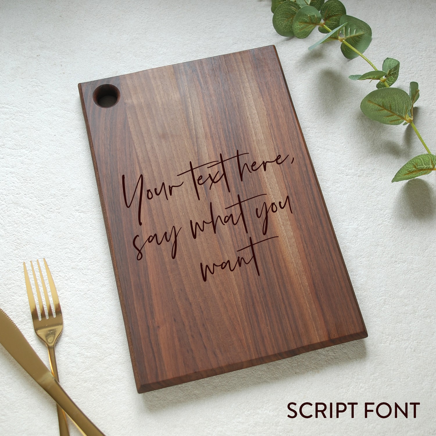 'Your Text' Medium Walnut Chopping Board Make it with Words