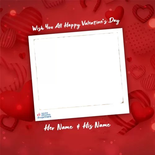 Valentine Day Wishes Card Photo Frame With Name Edit