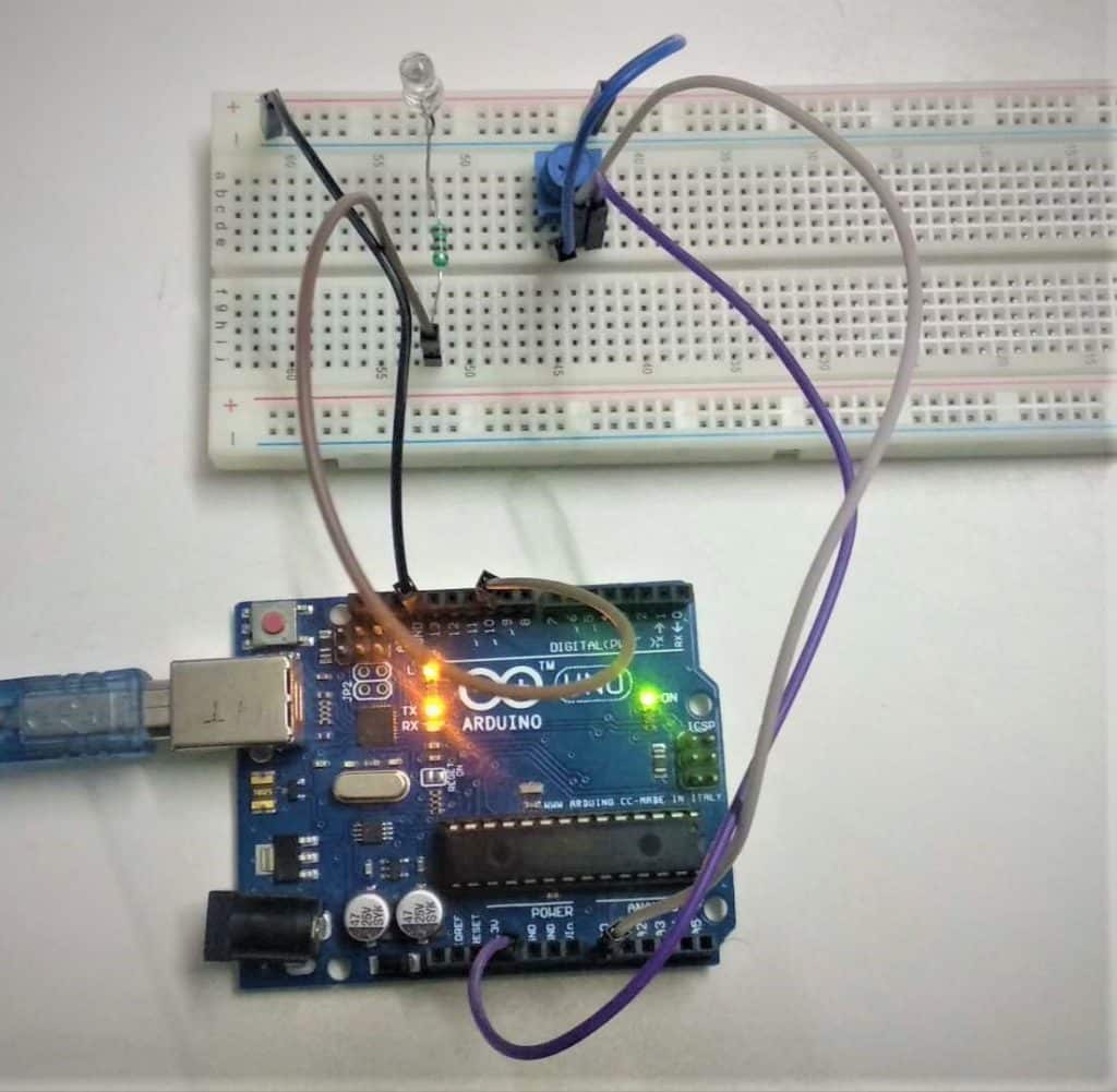How use Arduino to control an LED with a Potentiometer
