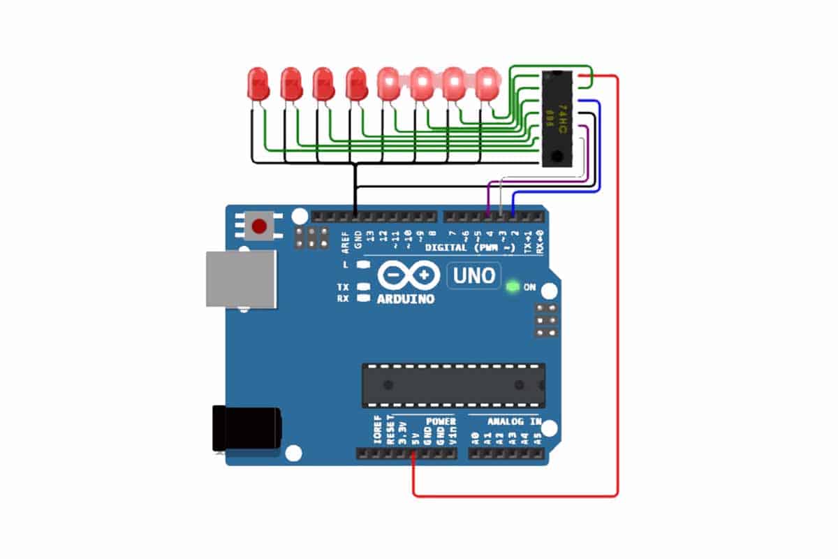Interfacing Serial In Parallel Out Shift Register 74HC595
