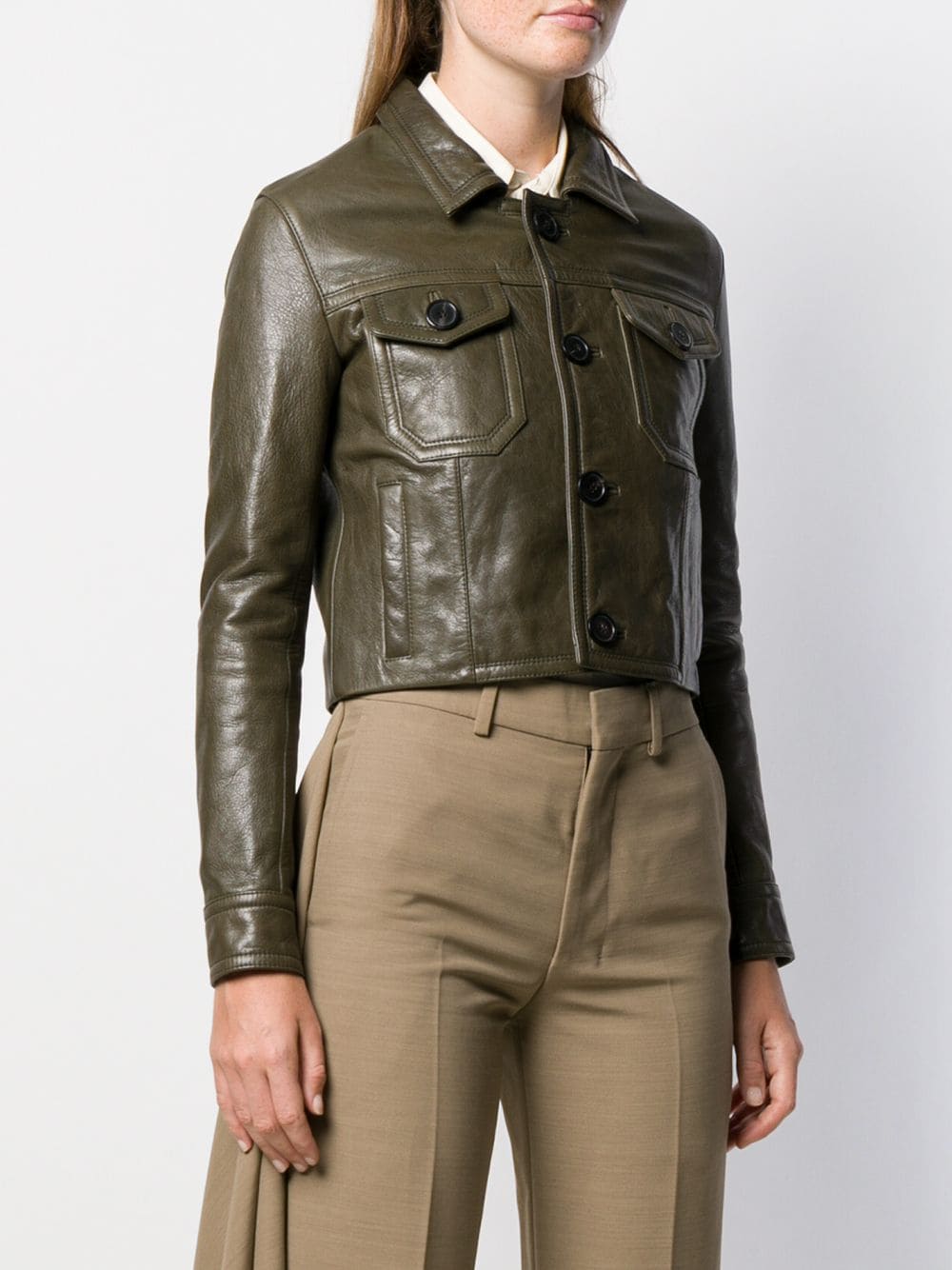 Patch Pockets Leather Jacket Maker of Jacket