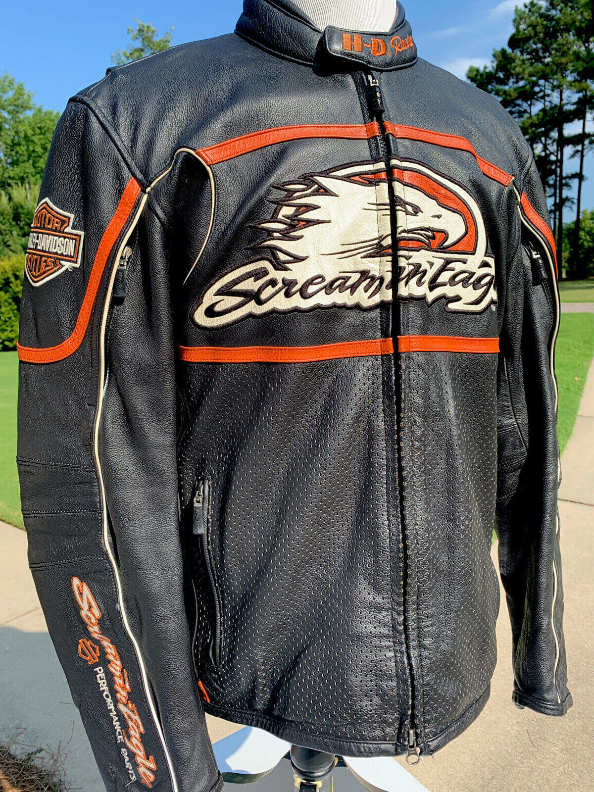 Harley Davidson Raceway Screamin Eagle Leather Jacket Maker of Jacket
