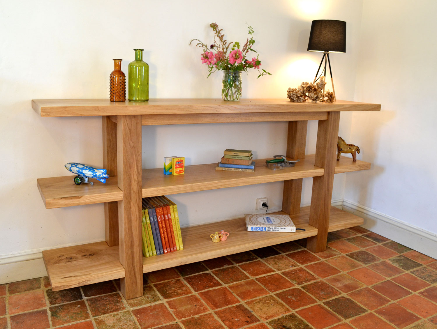 Console Table with Open Shelves Bespoke Hallway Table