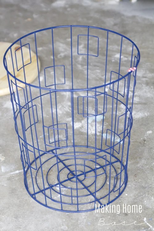 DIY Accent Table From A Wire Laundry Basket
