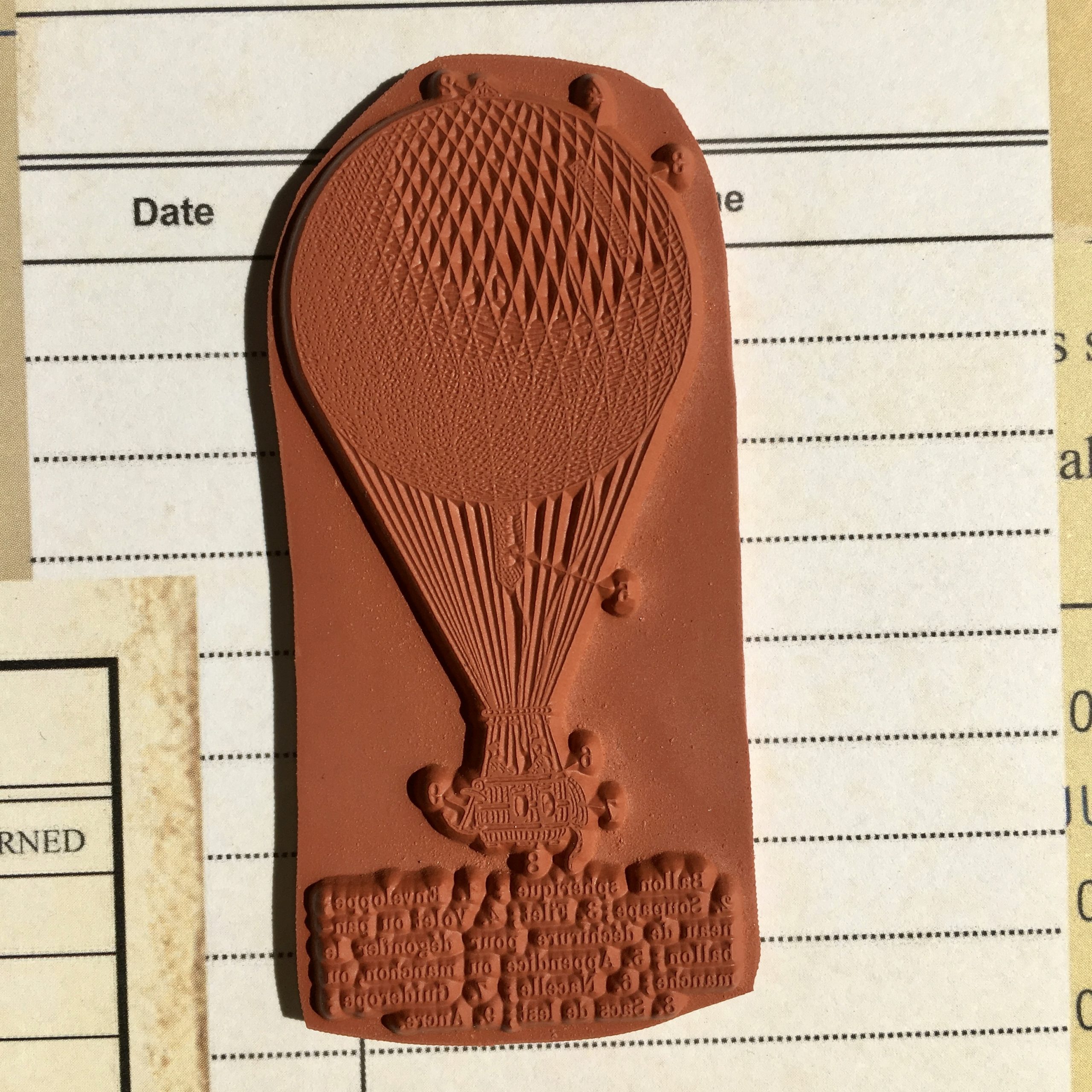 Hot air balloon rubber stamp vintage encyclopedia stamp (180108
