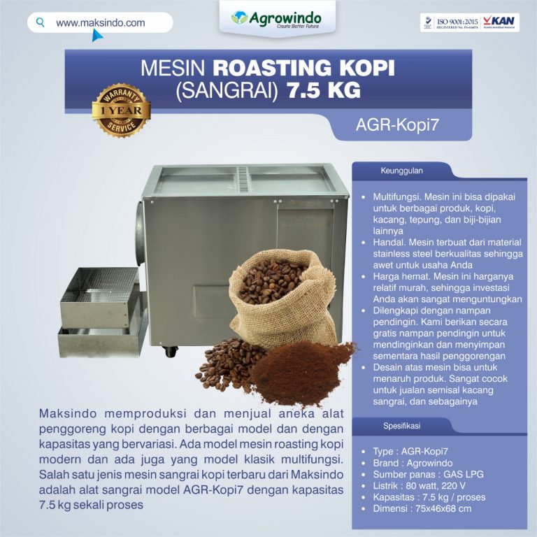 Mesin Roasting Kopi (Sangrai) 7.5 kg AGRKopi7 Maksindo