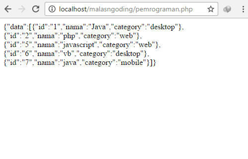 Konversi MySQL ke JSON Menggunakan PHP Malas Ngoding