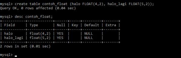 cara membuat tipe data float mysql Malas Ngoding