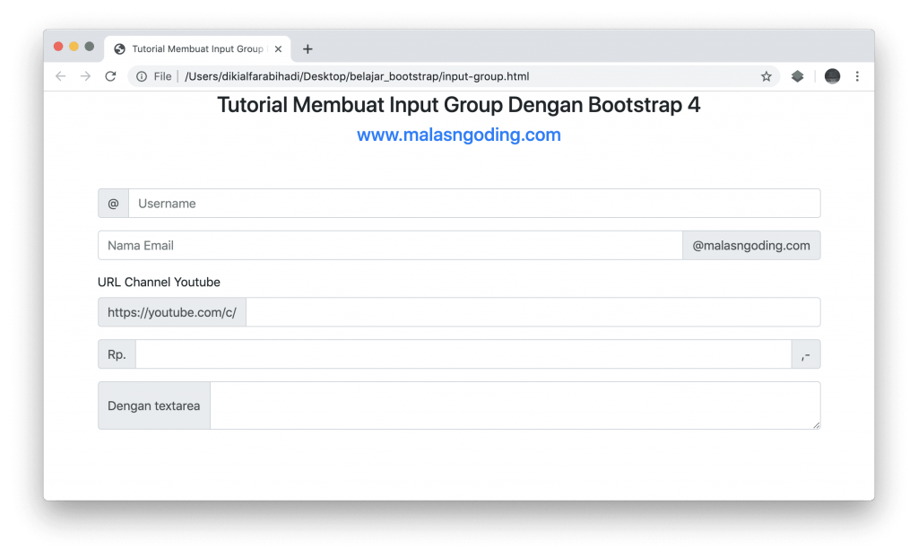 Tutorial Bootstrap 4 21 Input Group Bootstrap 4 Malas Ngoding