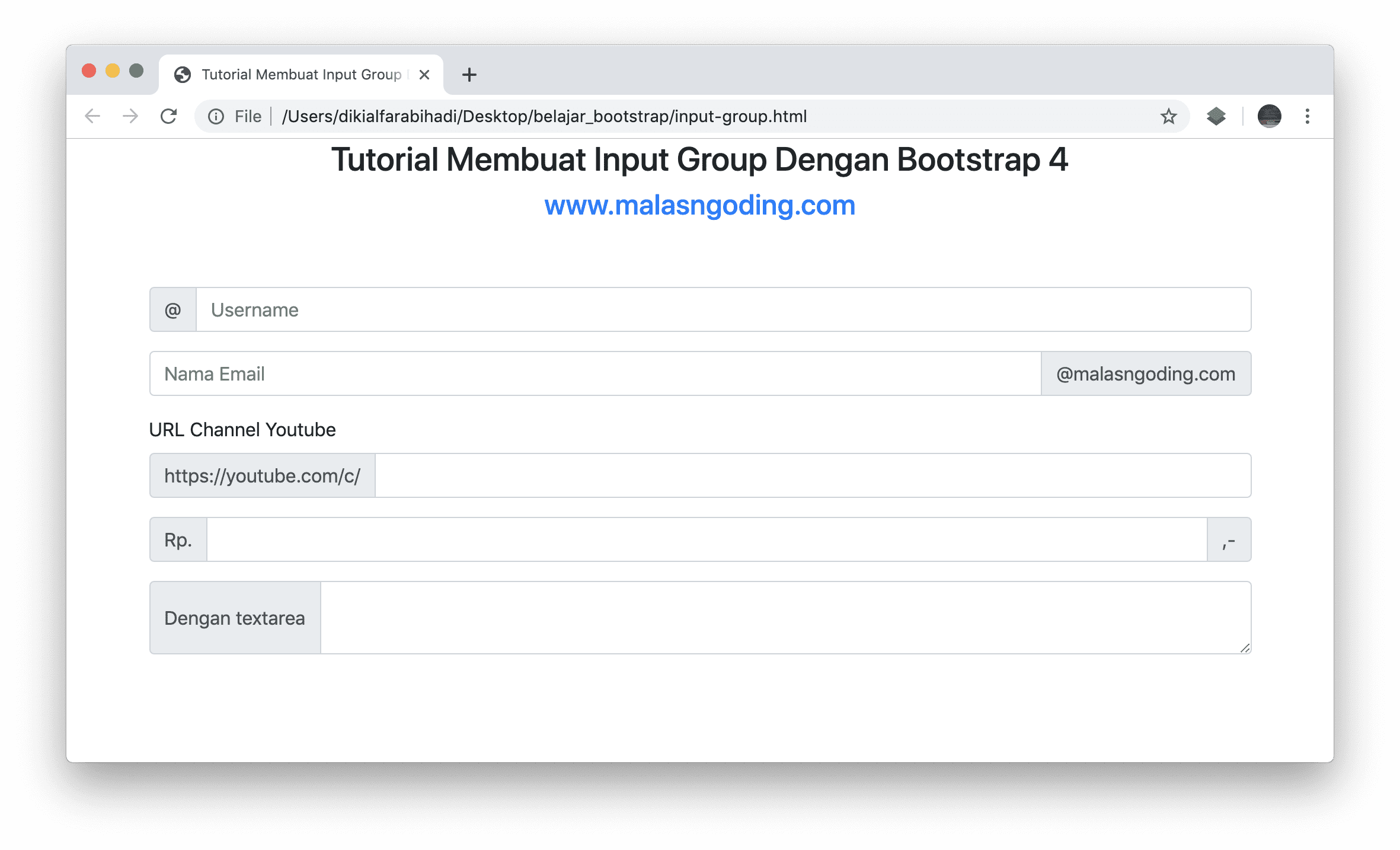 Tutorial Bootstrap 4 21 Input Group Bootstrap 4 Malas Ngoding