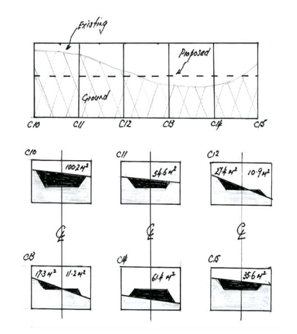 The figure below shows a longitudinal section along the proposed center