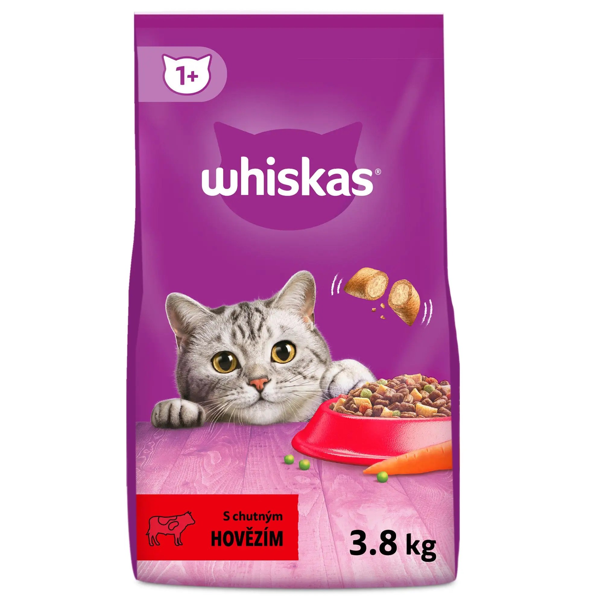 Whiskas granule hovězí pro dospělé kočky 3,8 kg MALL.CZ
