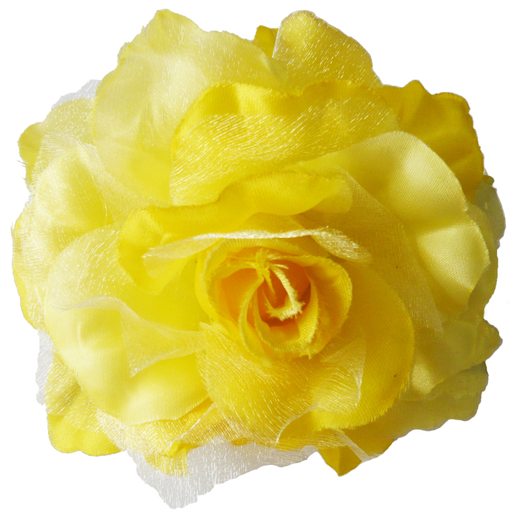 Yellow Cloth Rose Hair Accessory J7211