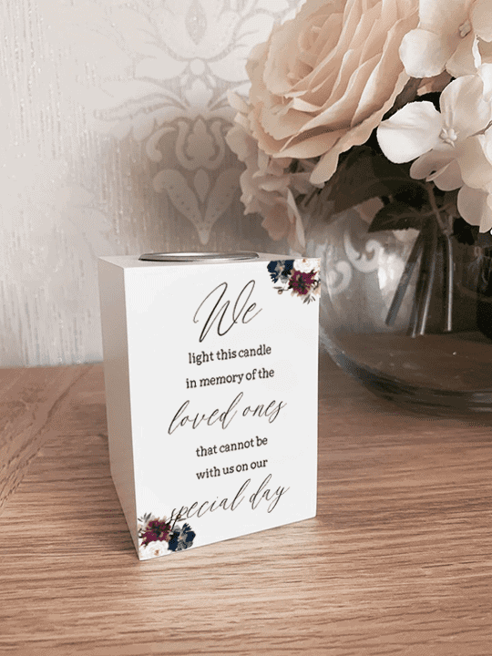 Personalised 'In Loving Memory' Candle Navy & Burgundy Florals