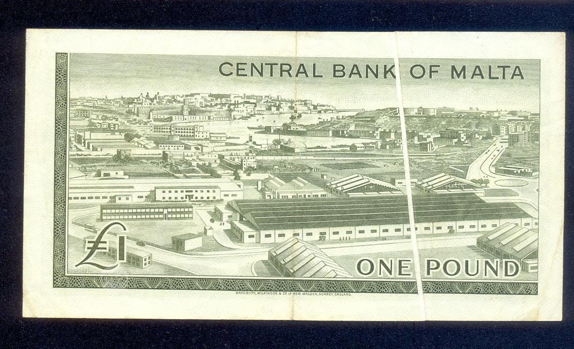 MALTA 1968 ONE POUNDS SIGNED HOGG IN VERY FINE CONDITION.(HAS A LINE