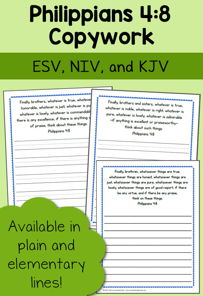 Bible Copywork Philippians 48 Mamas Learning Corner