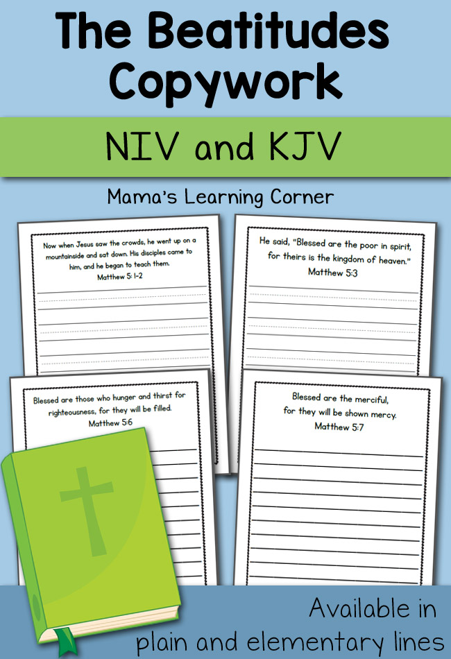 Bible Copywork The Beatitudes {Matthew 5} Mamas Learning Corner